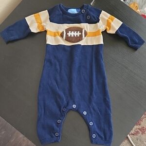 NWOT Good Lad Navy and Gold Football Baby Sweater One Piece 3 Monthd